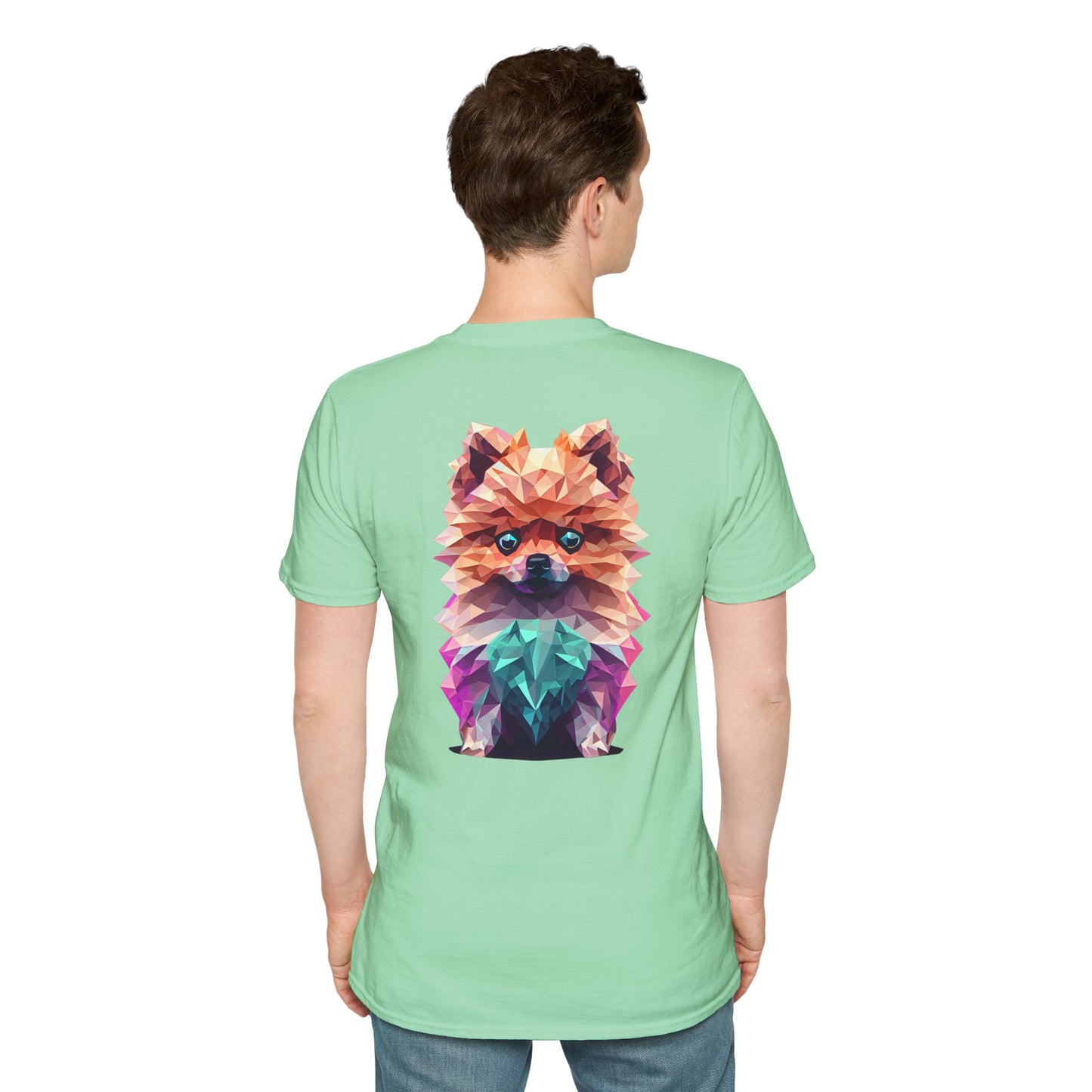 Polygon Pomeranian Dog T-Shirt - Pocket & Large Back Print