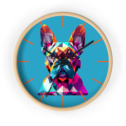 Colorful Polygon French Bulldog Wall Clock