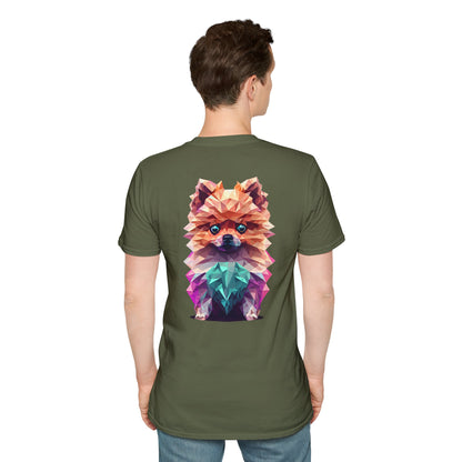 Polygon Pomeranian Dog T-Shirt - Pocket & Large Back Print