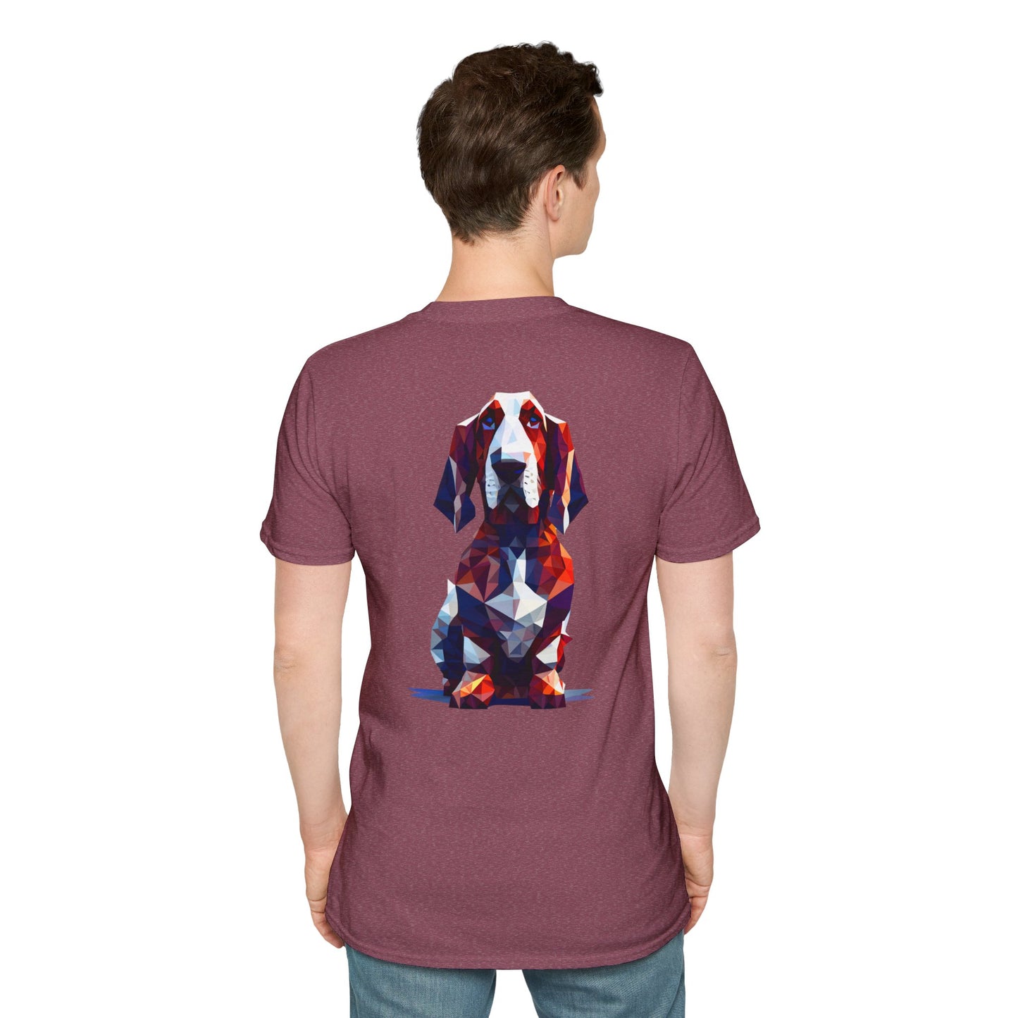 Polygon Style Pop Art Basset Hound T-Shirt - Pocket & Large Back Print