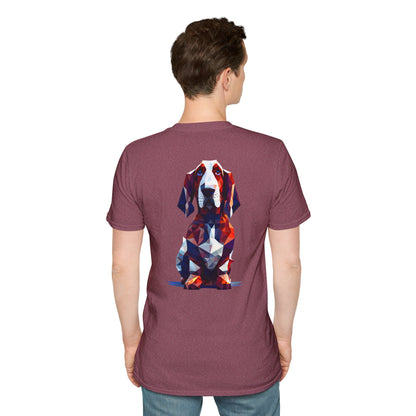 Polygon Style Pop Art Basset Hound T-Shirt - Pocket & Large Back Print