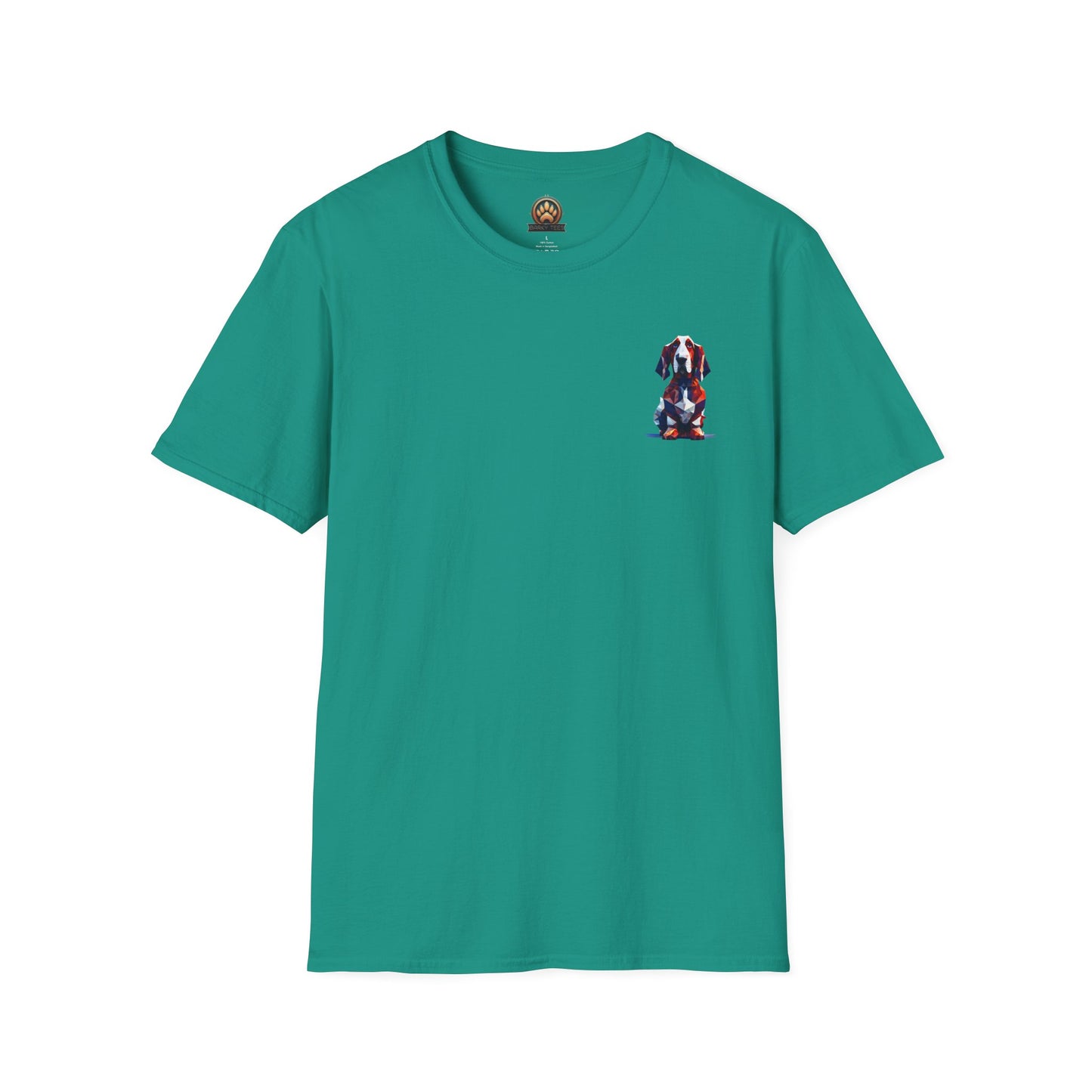 Polygon Style Pop Art Basset Hound T-Shirt - Pocket & Large Back Print
