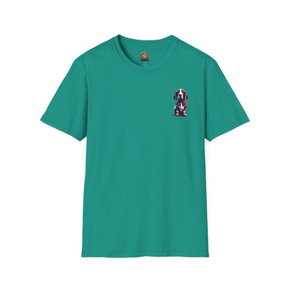 Polygon Style Pop Art Basset Hound T-Shirt - Pocket & Large Back Print