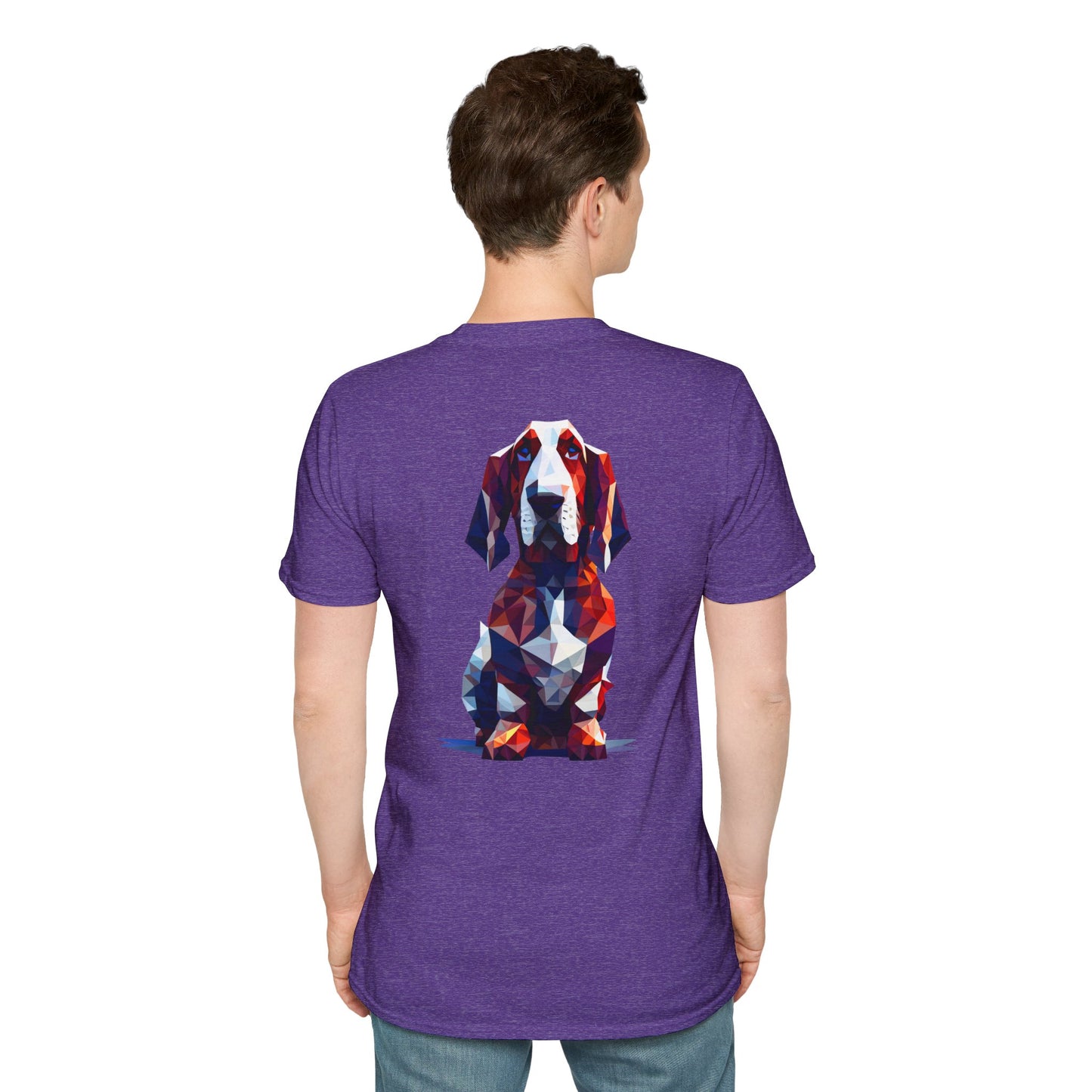 Polygon Style Pop Art Basset Hound T-Shirt - Pocket & Large Back Print