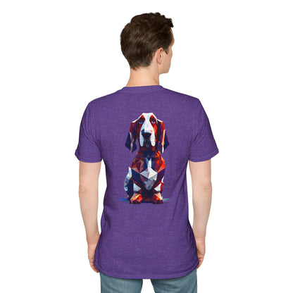 Polygon Style Pop Art Basset Hound T-Shirt - Pocket & Large Back Print