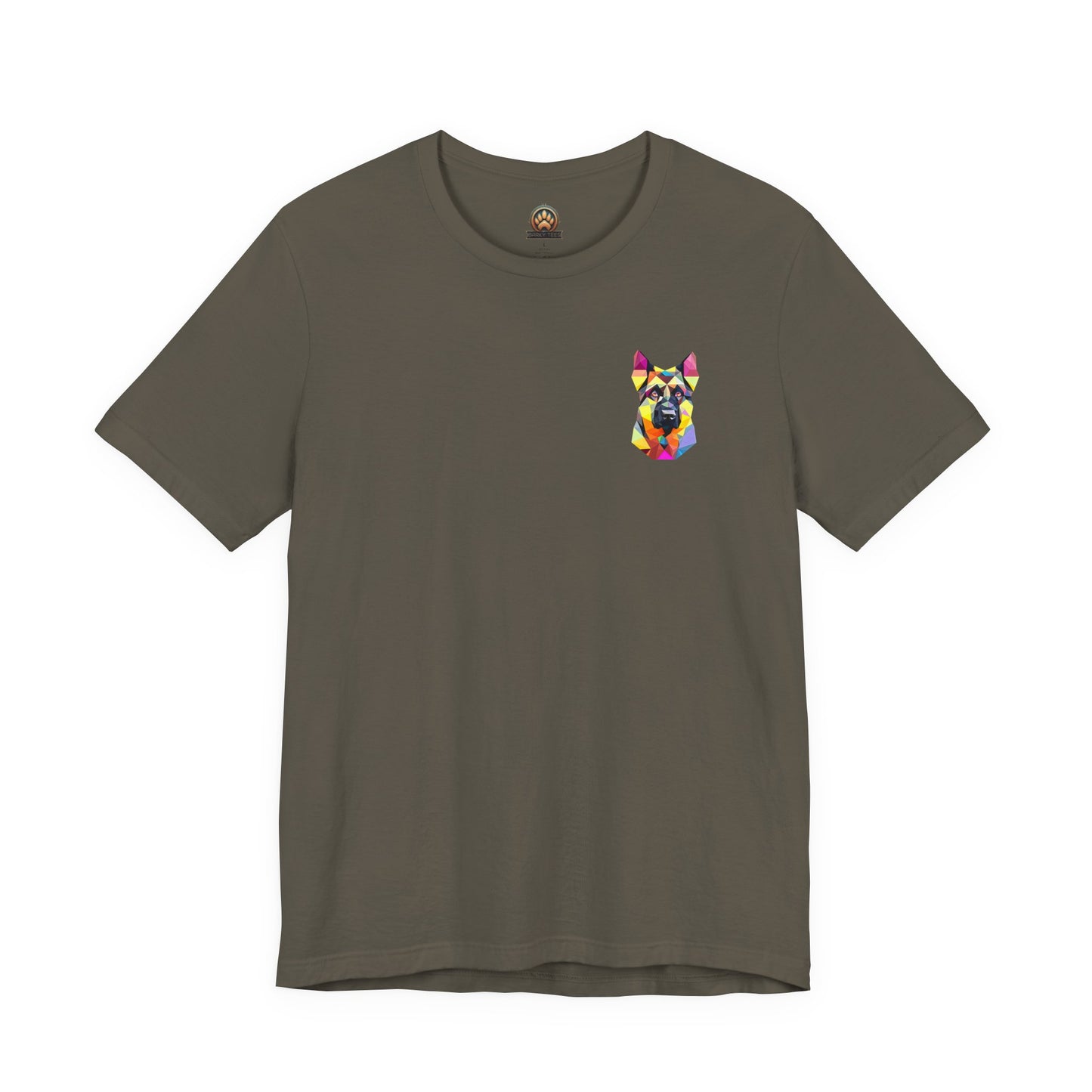 Polygon Style Pop Art German Shepherd Dog T-Shirt - Pocket & Large Back Print