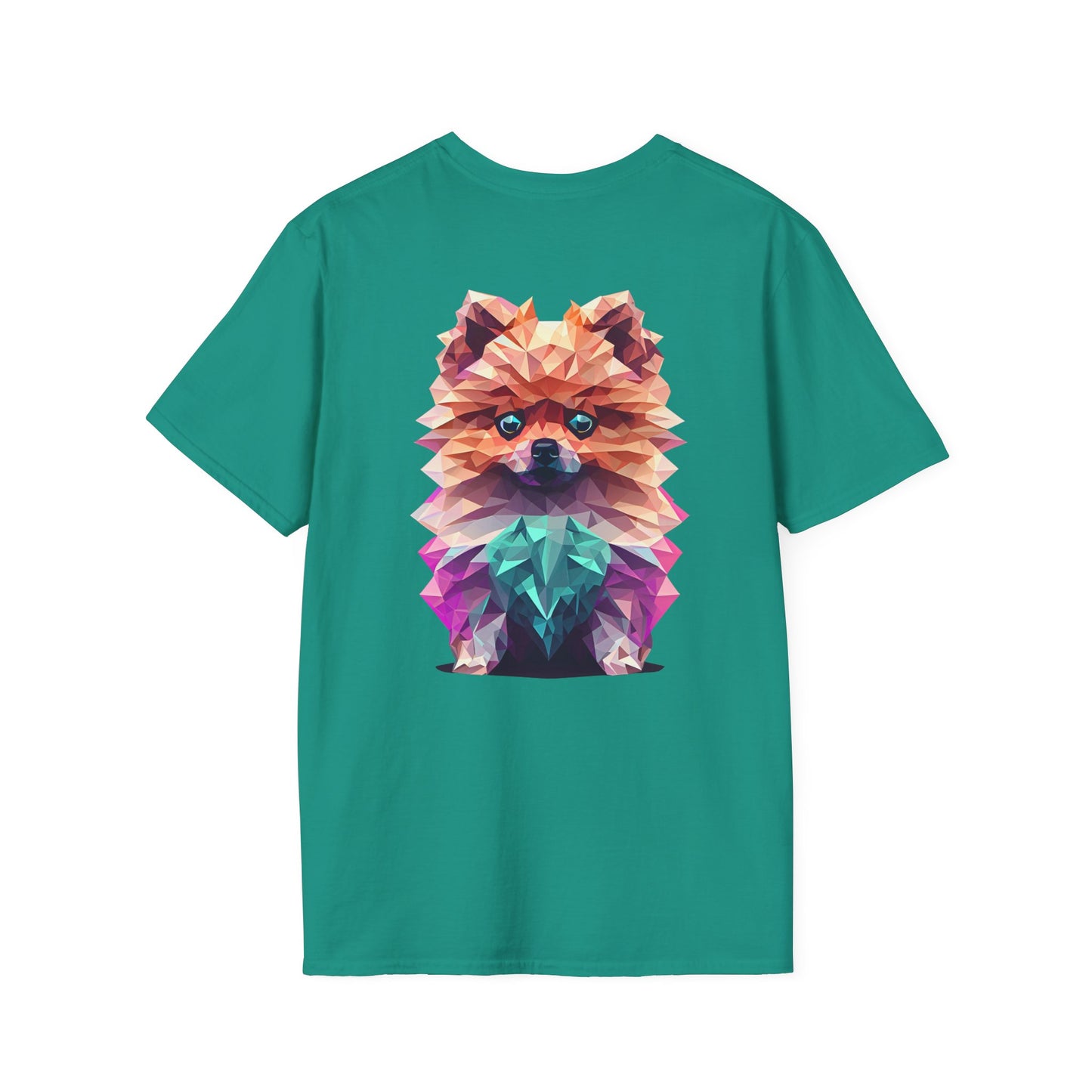 Polygon Pomeranian Dog T-Shirt - Pocket & Large Back Print