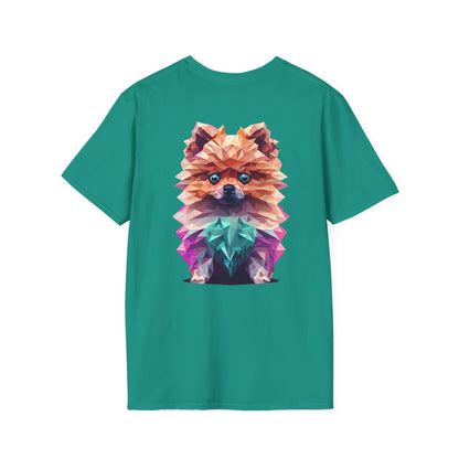 Polygon Pomeranian Dog T-Shirt - Pocket & Large Back Print