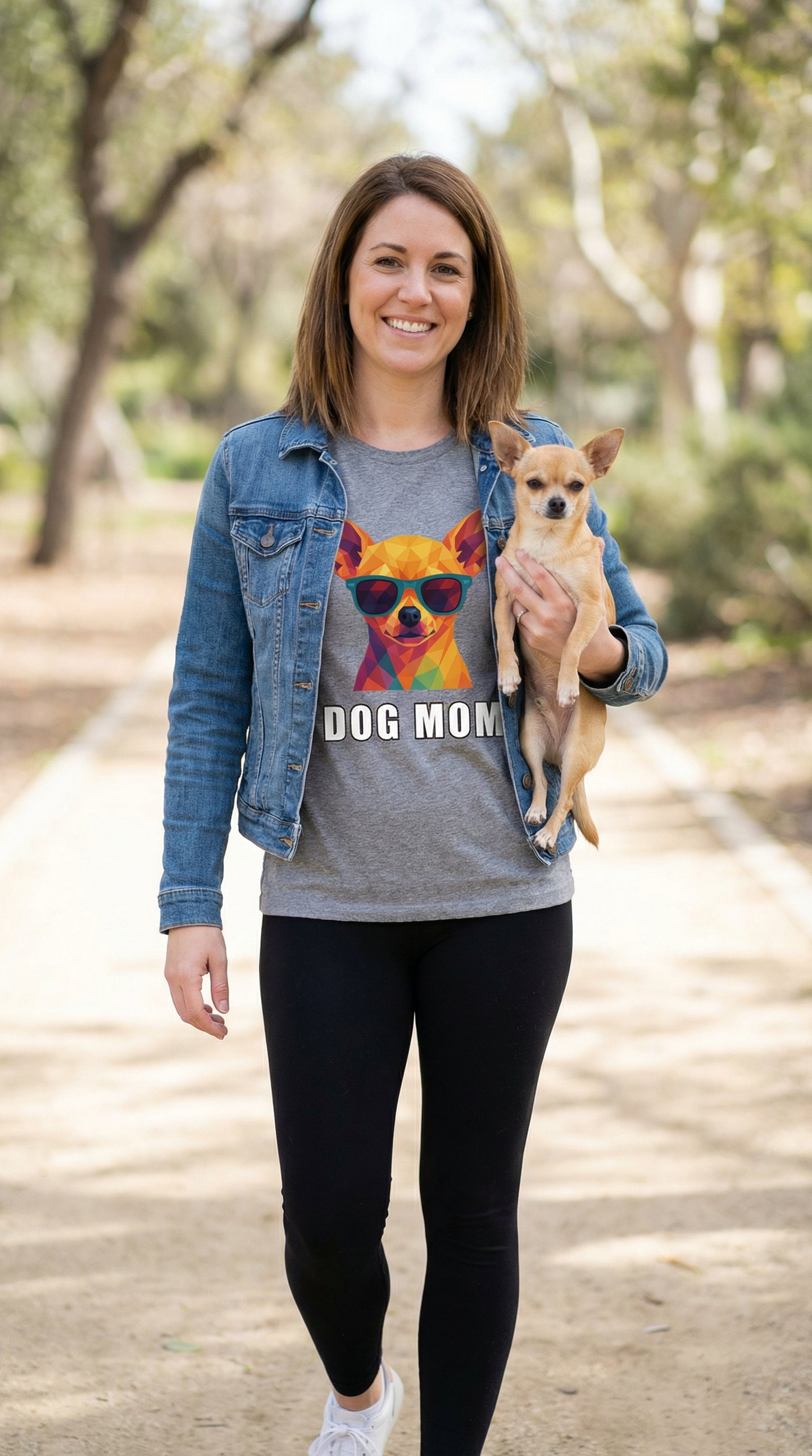 Dog Mom Tee – Polygon Chihuahua Edition - Large Front Print Only