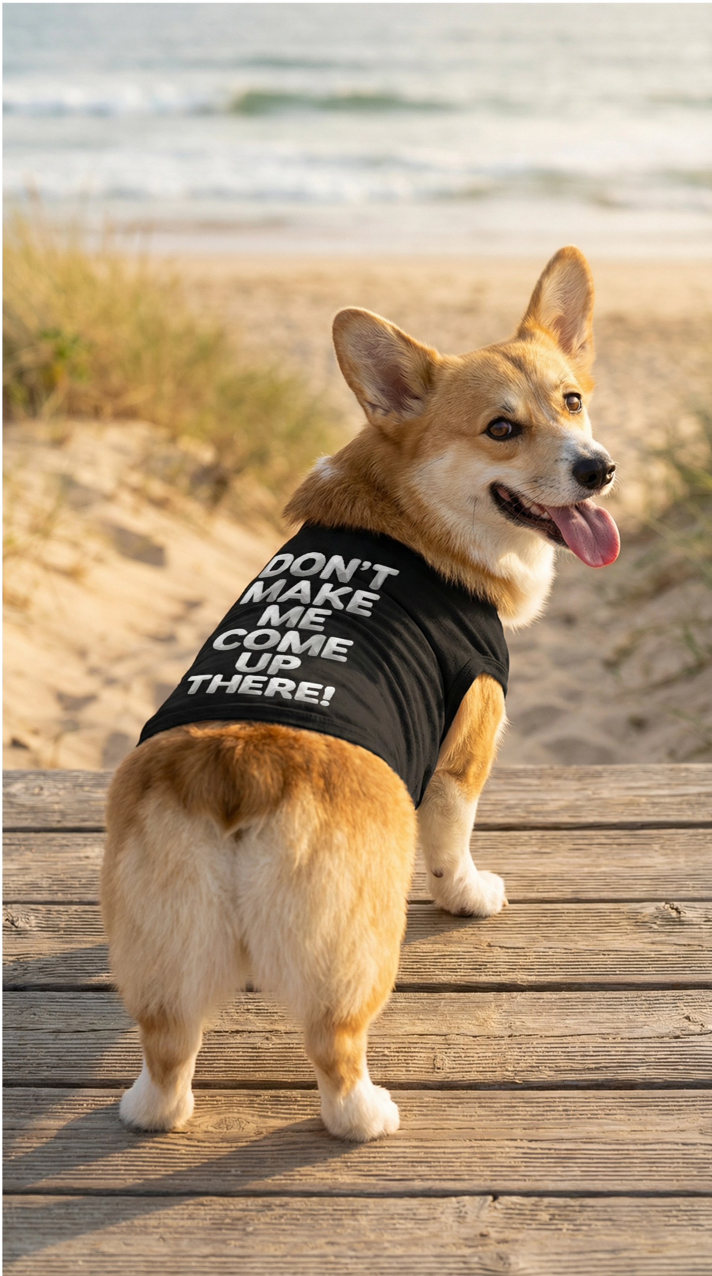 "Don't Make Me Come Up There!" Dog Tank