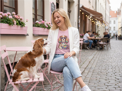 Tea Party Cavalier King Charles Tee - Large Front Print