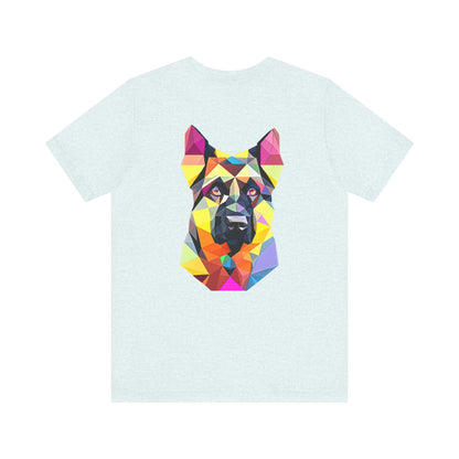 Polygon Style Pop Art German Shepherd Dog T-Shirt - Pocket & Large Back Print