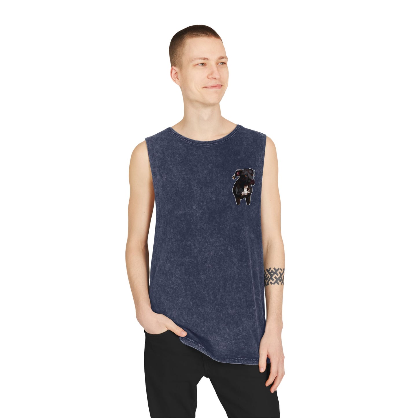 Polygon Pitbull Stonewash Tank - Pocket & Large Back Print