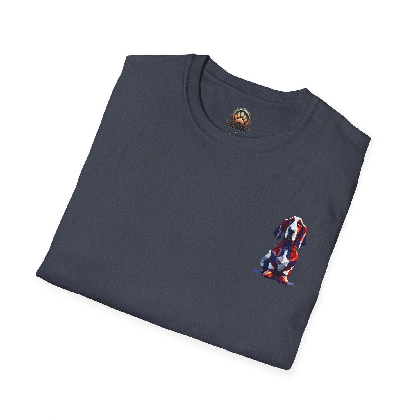 Polygon Style Pop Art Basset Hound T-Shirt - Pocket & Large Back Print