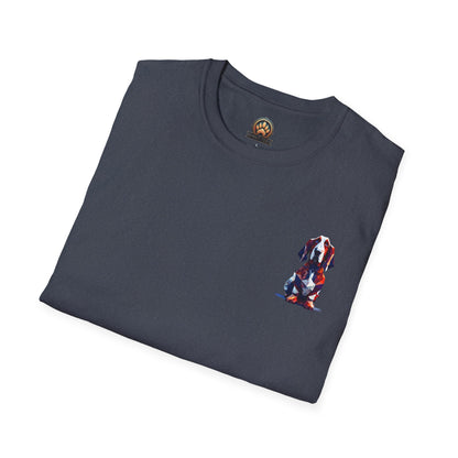 Polygon Style Pop Art Basset Hound T-Shirt - Pocket & Large Back Print