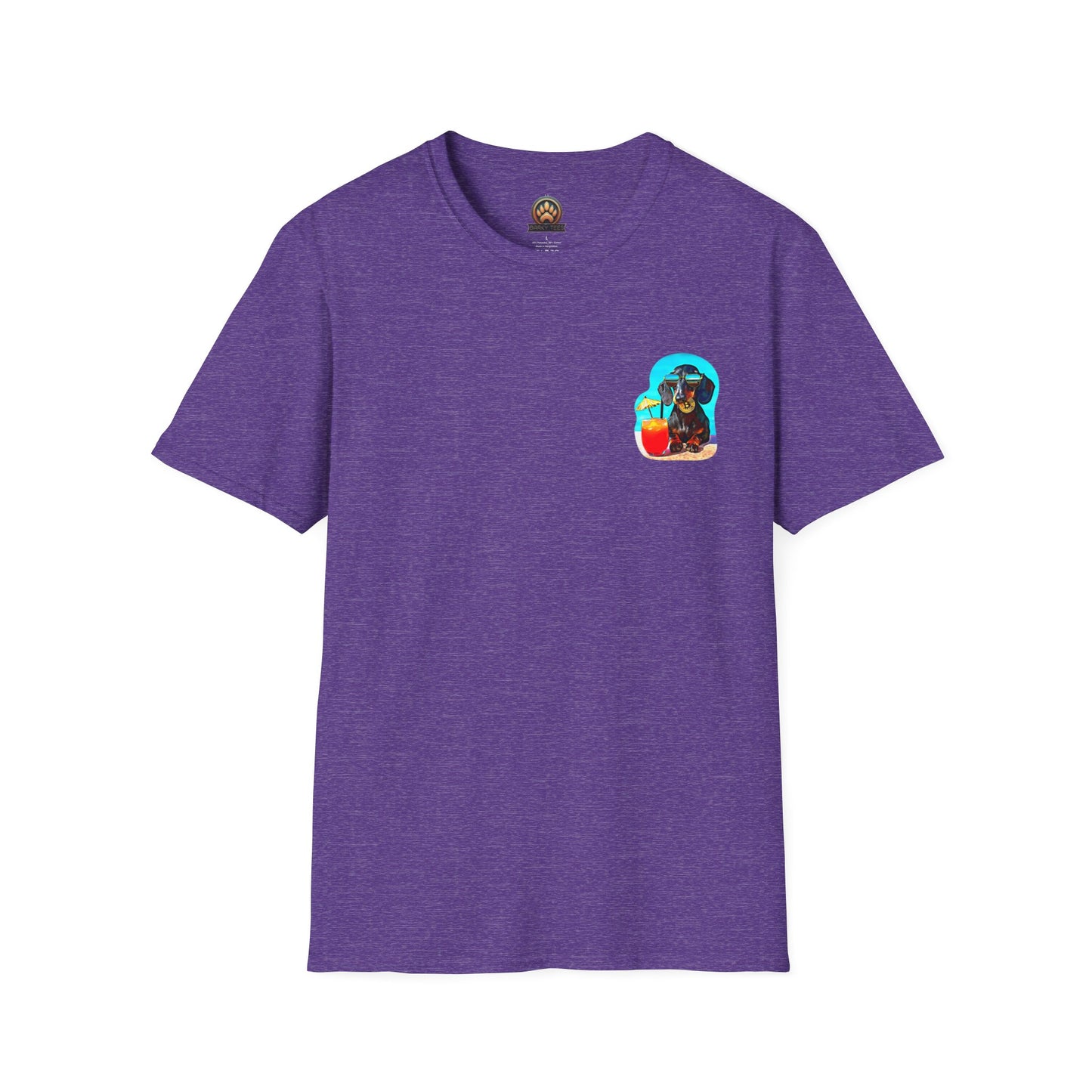 Bitcoin Dachshund Chillin Poolside T-Shirt - Pocket & Large Back Print