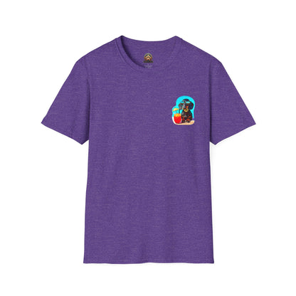 Bitcoin Dachshund Chillin Poolside T-Shirt - Pocket & Large Back Print