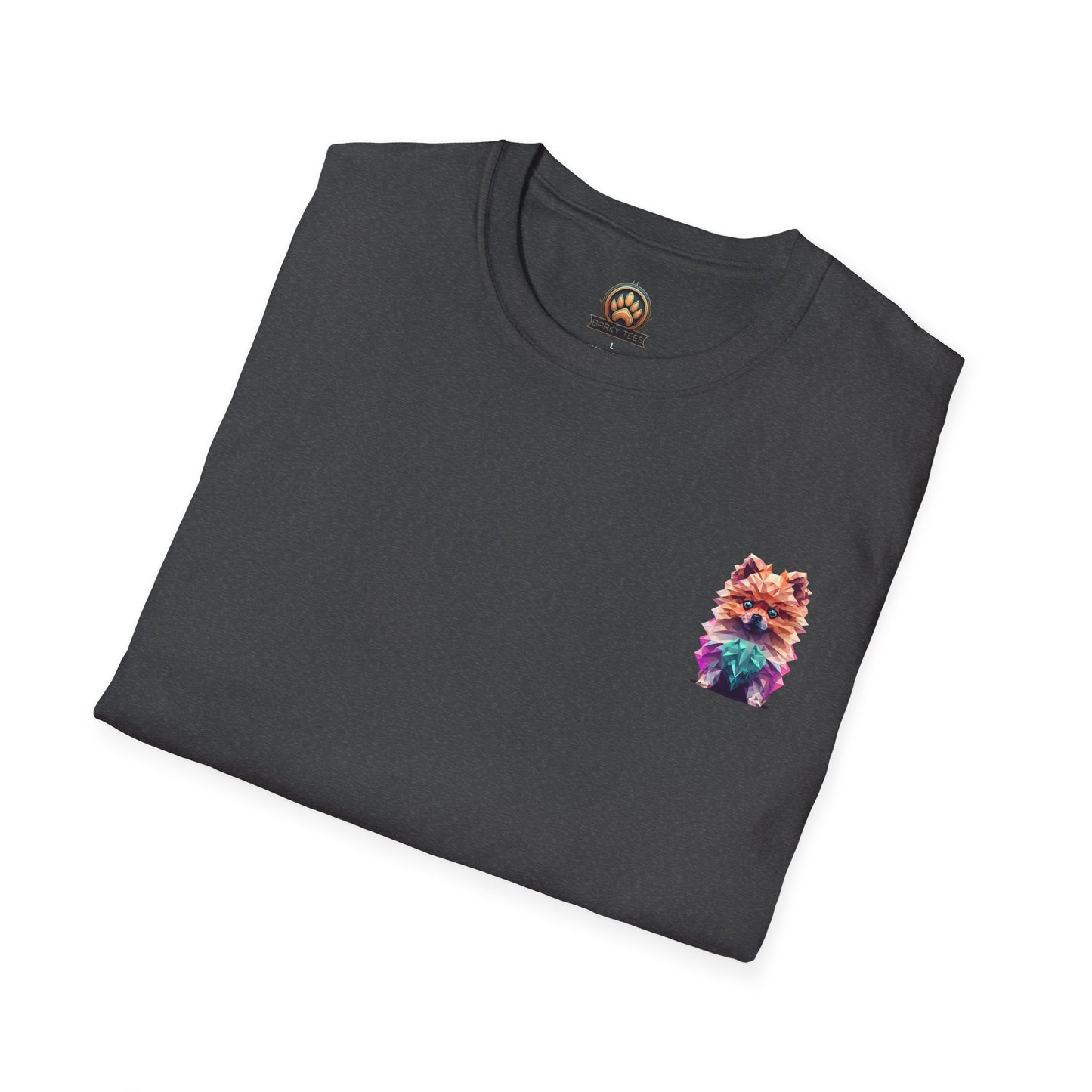 Polygon Pomeranian Dog T-Shirt - Pocket & Large Back Print