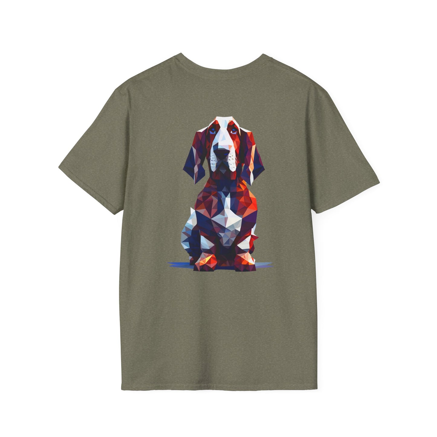 Polygon Style Pop Art Basset Hound T-Shirt - Pocket & Large Back Print