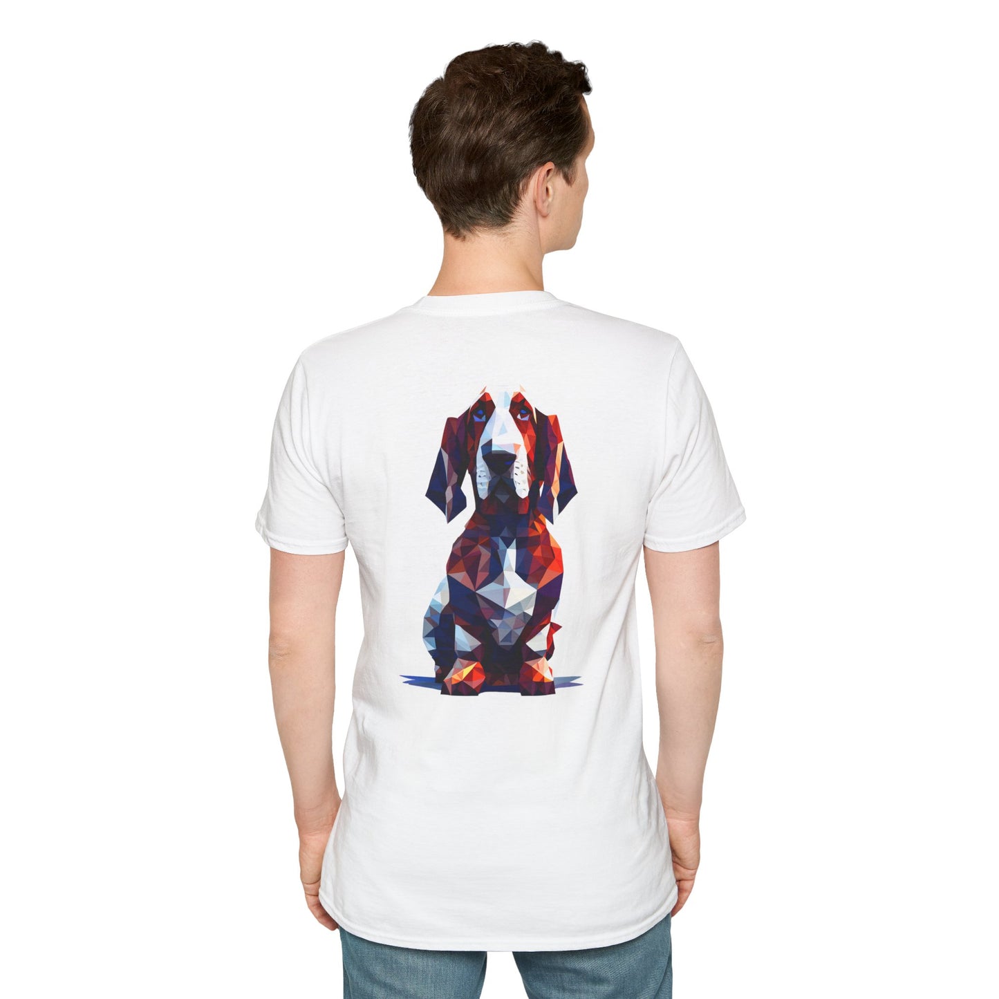 Polygon Style Pop Art Basset Hound T-Shirt - Pocket & Large Back Print