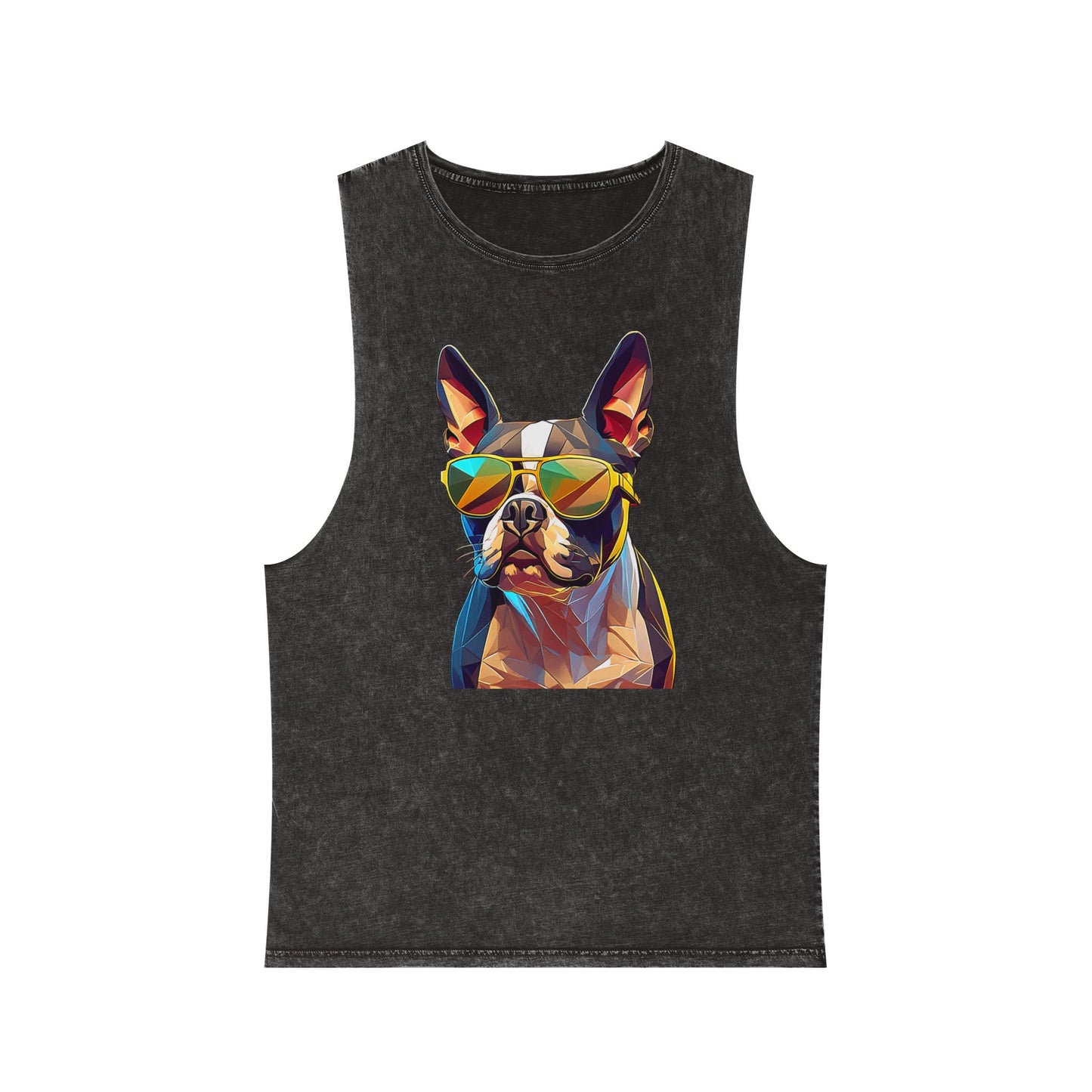 Shady Boston Terrier Stonewash Tank - Large Front Print