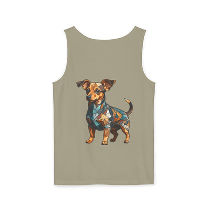 Polygon Style Pop Art Chiweenie Dog Dyed Tank Top - Pocket & Large Back Print