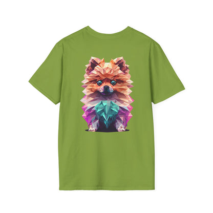 Polygon Pomeranian Dog T-Shirt - Pocket & Large Back Print