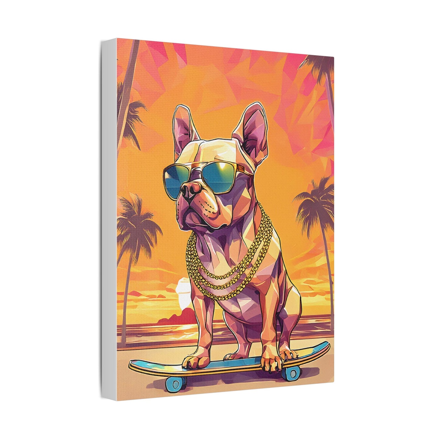 Polygon Style French Bull Dog Skater Canvas