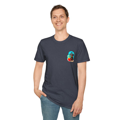 Bitcoin Dachshund Chillin Poolside T-Shirt - Pocket & Large Back Print