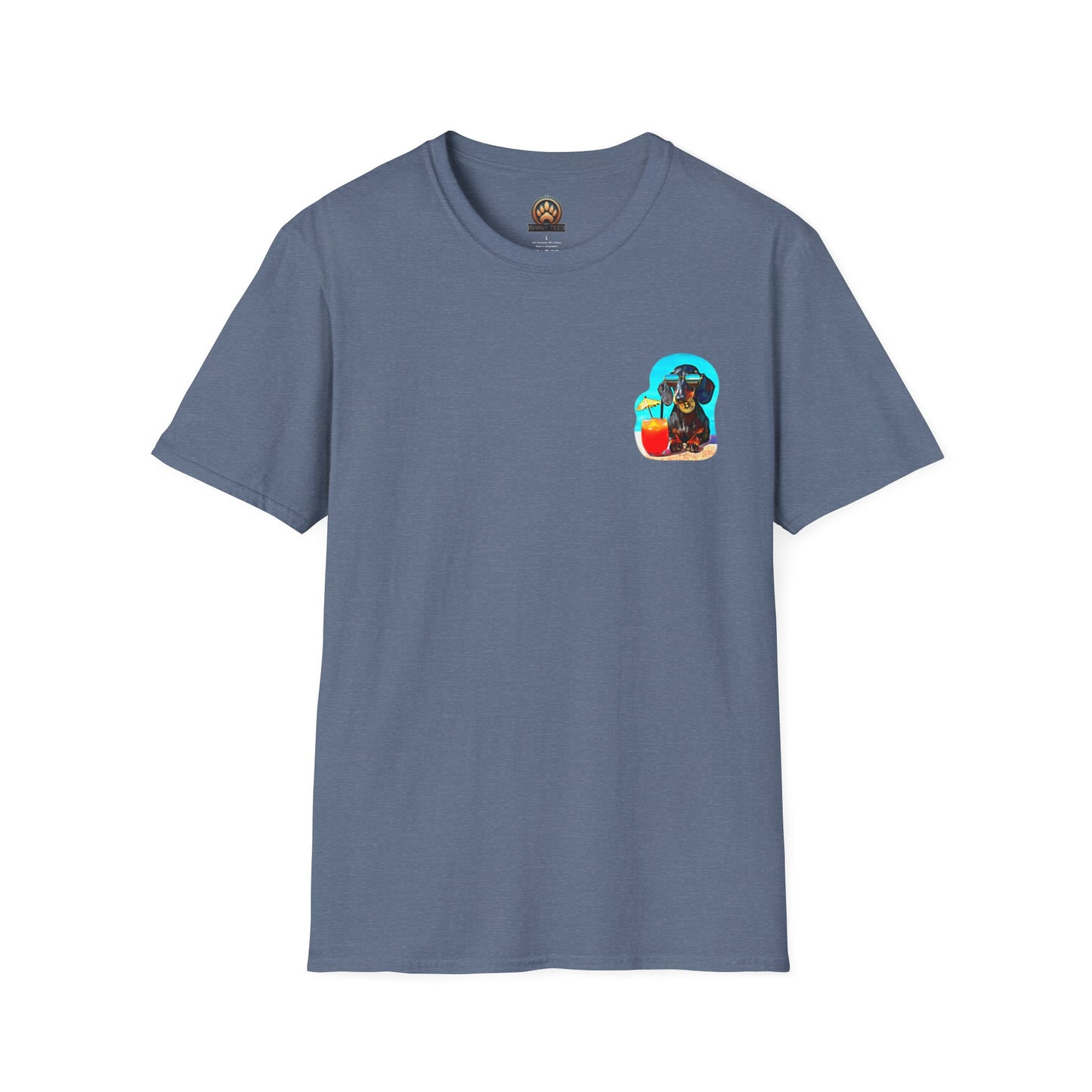 Bitcoin Dachshund Chillin Poolside T-Shirt - Pocket & Large Back Print