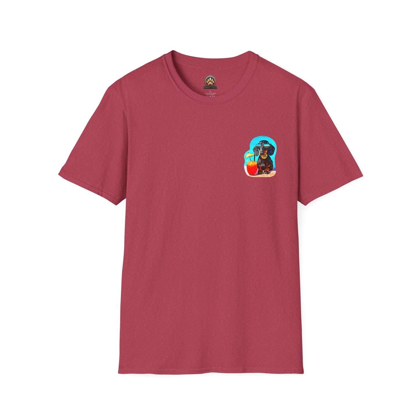 Bitcoin Dachshund Chillin Poolside T-Shirt - Pocket & Large Back Print