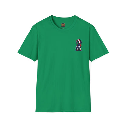 Polygon Style Pop Art Basset Hound T-Shirt - Pocket & Large Back Print