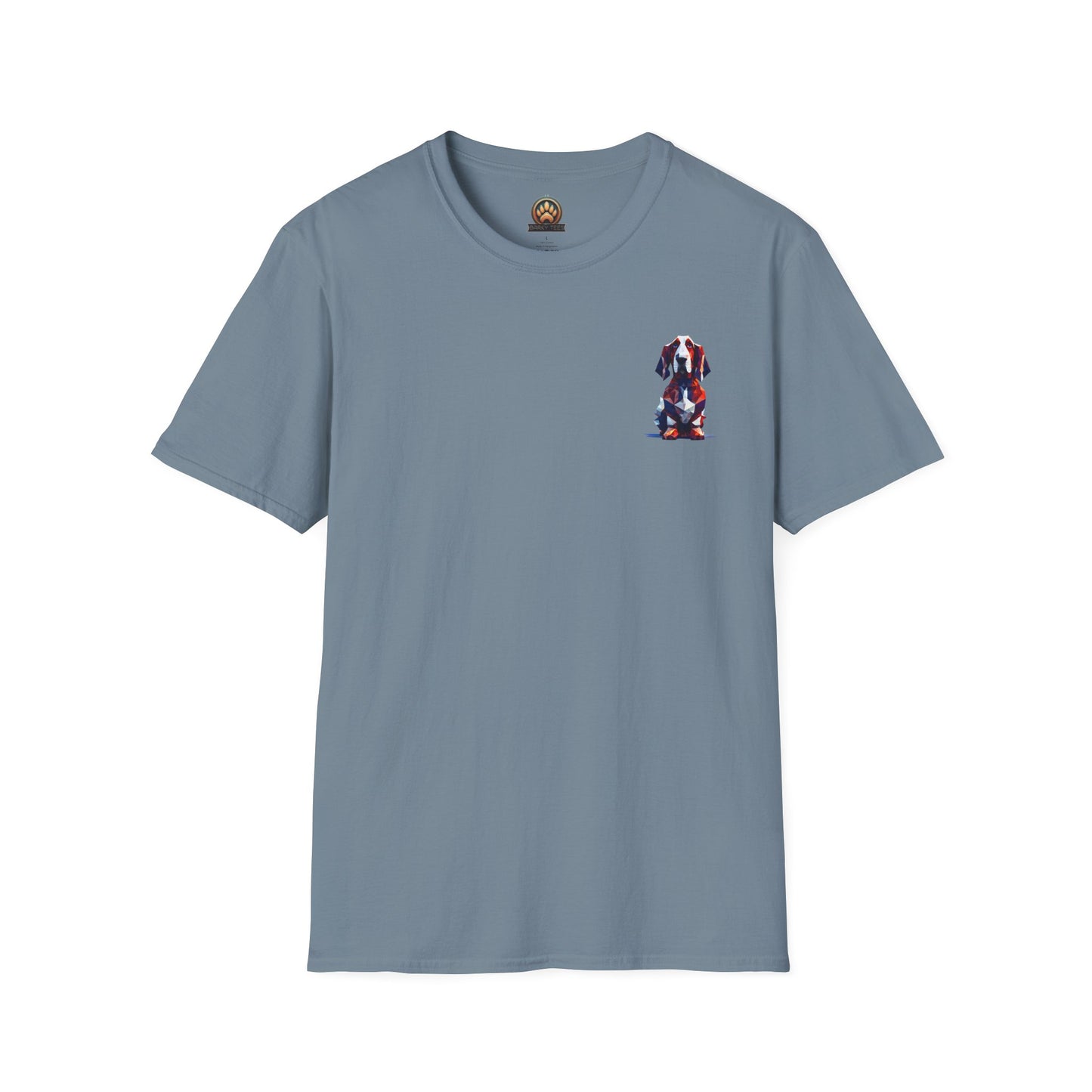 Polygon Style Pop Art Basset Hound T-Shirt - Pocket & Large Back Print