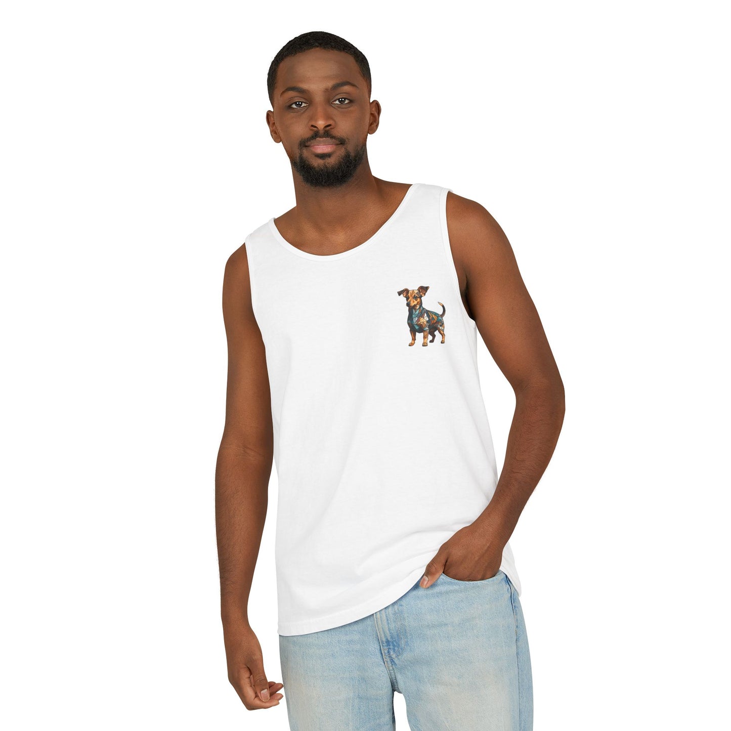 Polygon Style Pop Art Chiweenie Dog Dyed Tank Top - Pocket & Large Back Print