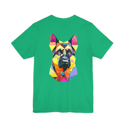 Polygon Style Pop Art German Shepherd Dog T-Shirt - Pocket & Large Back Print