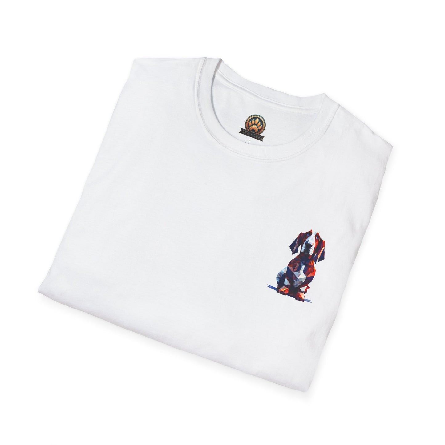Polygon Style Pop Art Basset Hound T-Shirt - Pocket & Large Back Print