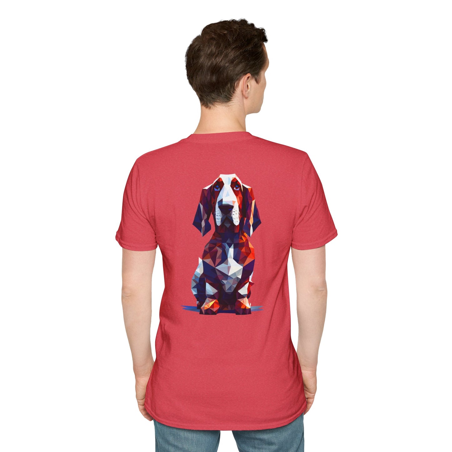 Polygon Style Pop Art Basset Hound T-Shirt - Pocket & Large Back Print