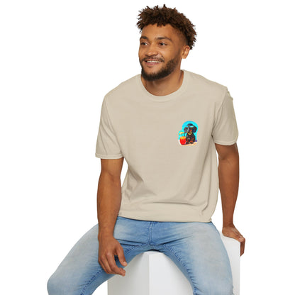 Bitcoin Dachshund Chillin Poolside T-Shirt - Pocket & Large Back Print