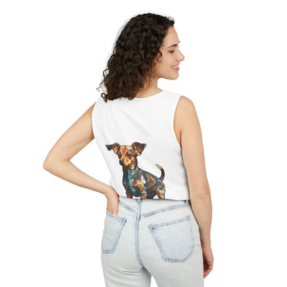 Polygon Style Pop Art Chiweenie Dog Dyed Tank Top - Pocket & Large Back Print