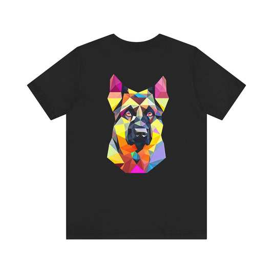 Polygon Style Pop Art German Shepherd Dog T-Shirt - Pocket & Large Back Print