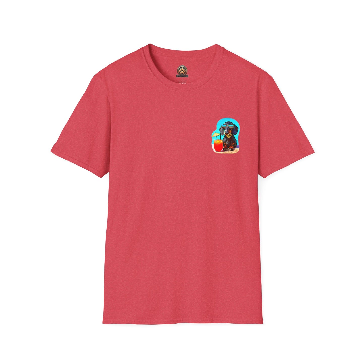 Bitcoin Dachshund Chillin Poolside T-Shirt - Pocket & Large Back Print
