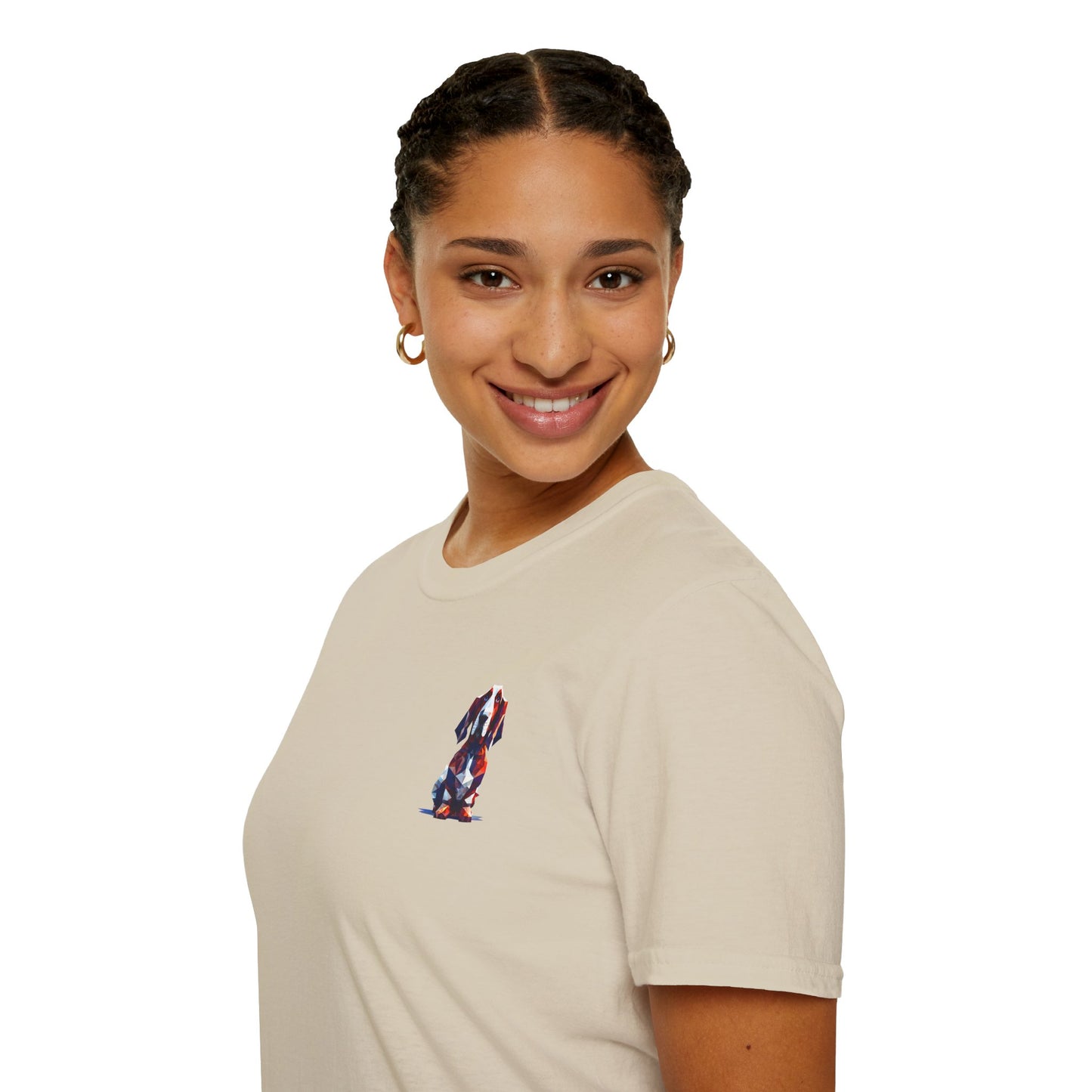 Polygon Style Pop Art Basset Hound T-Shirt - Pocket & Large Back Print