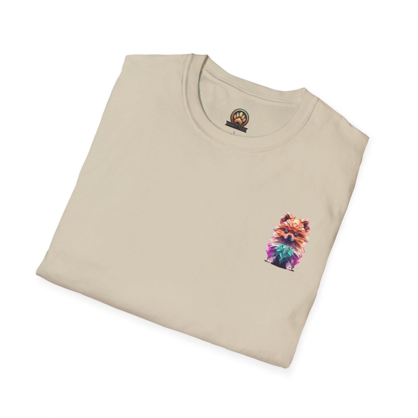 Polygon Pomeranian Dog T-Shirt - Pocket & Large Back Print