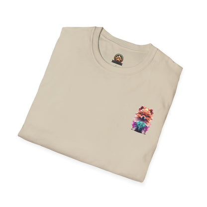 Polygon Pomeranian Dog T-Shirt - Pocket & Large Back Print