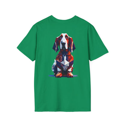 Polygon Style Pop Art Basset Hound T-Shirt - Pocket & Large Back Print