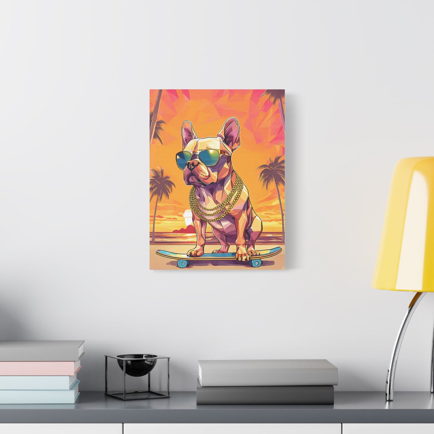 Polygon Style French Bull Dog Skater Canvas