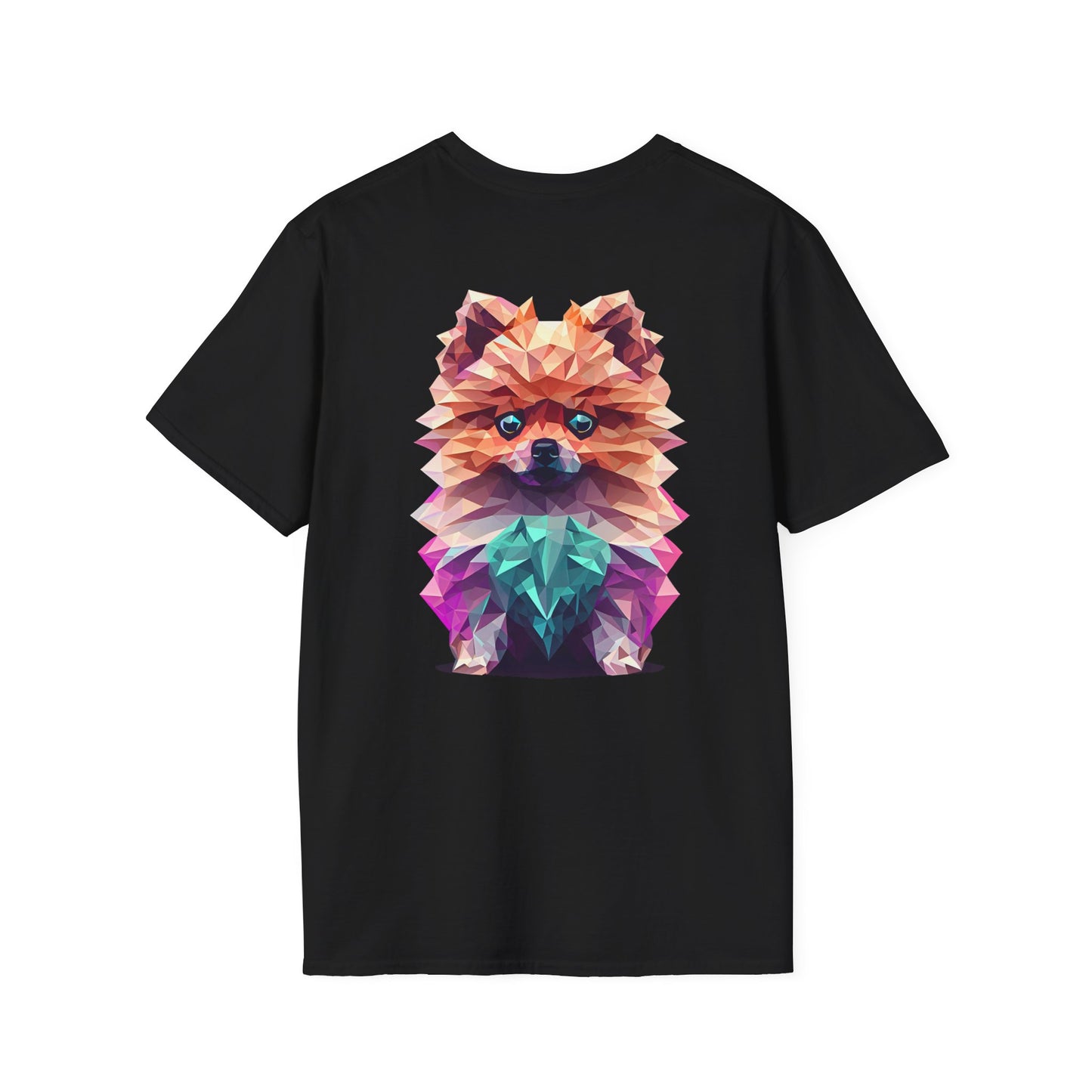 Polygon Pomeranian Dog T-Shirt - Pocket & Large Back Print