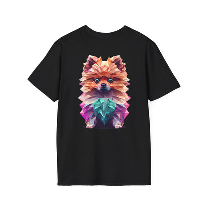 Polygon Pomeranian Dog T-Shirt - Pocket & Large Back Print