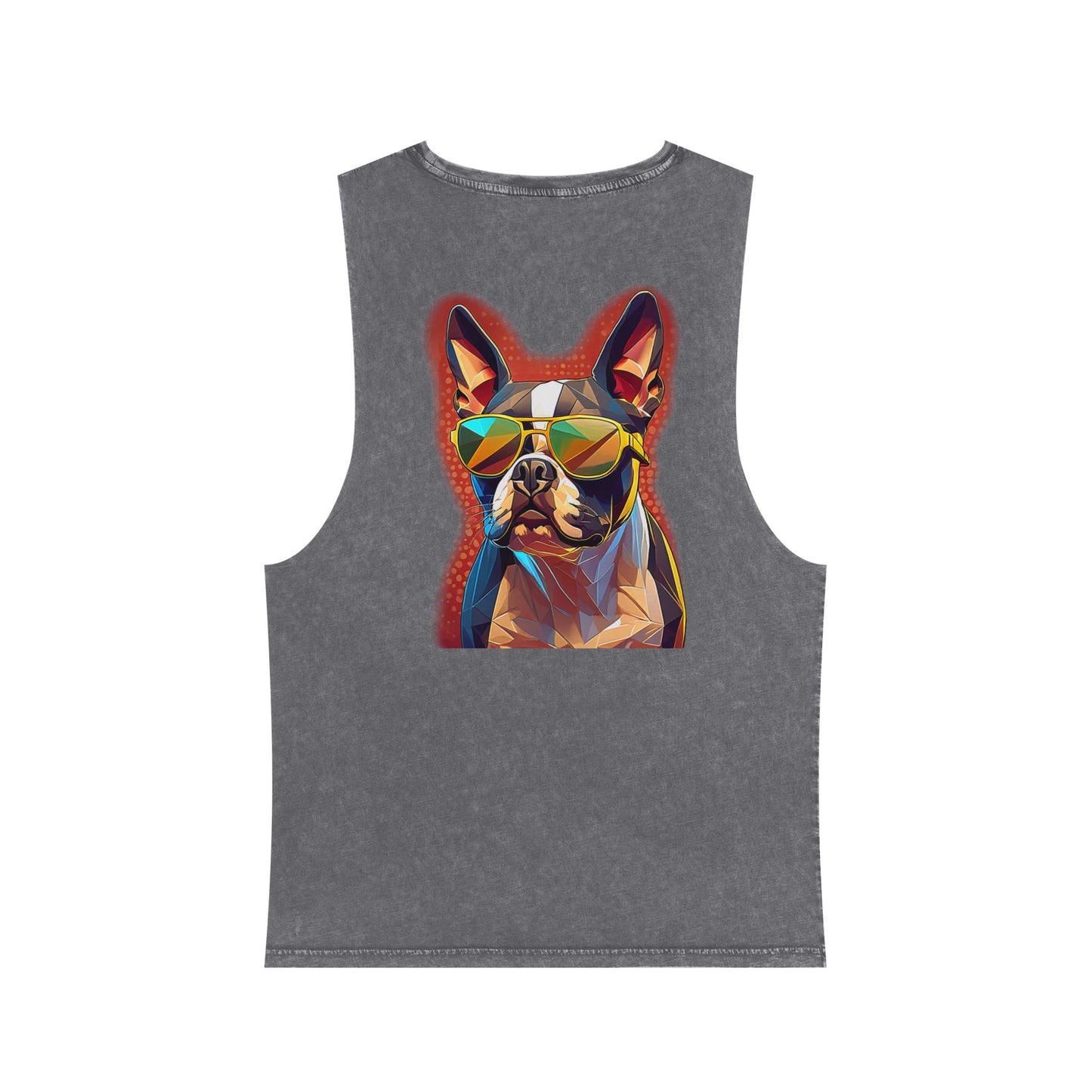 Shady Boston Terrier Stonewash Tank - Pocket & Large Back Print