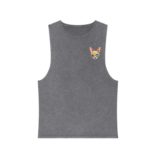 Sunny Chihuahua Stonewash Tank - Pocket & Large Back Print